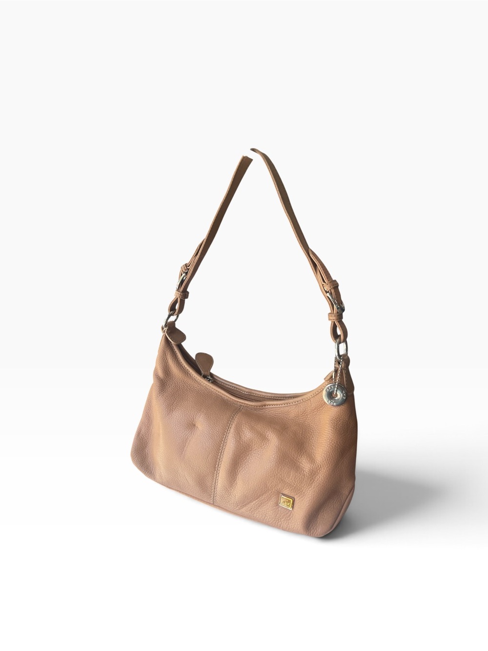 LeSac Soft Pebble Leather Shoulder Bag in Tan